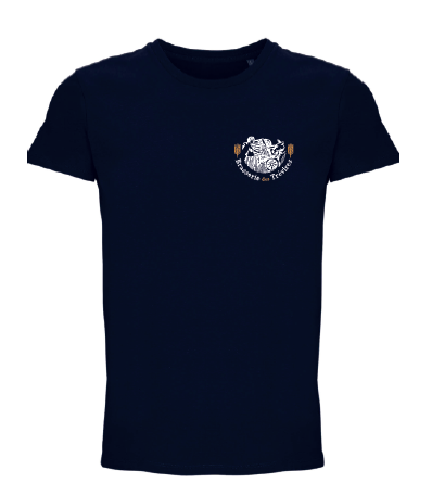 T-shirt L bleu coton 150gr avec logo Brasserie des Trévires
