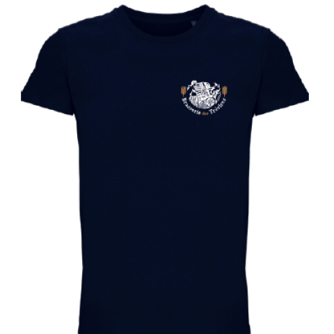 T-shirt L bleu coton 150gr avec logo Brasserie des Trévires